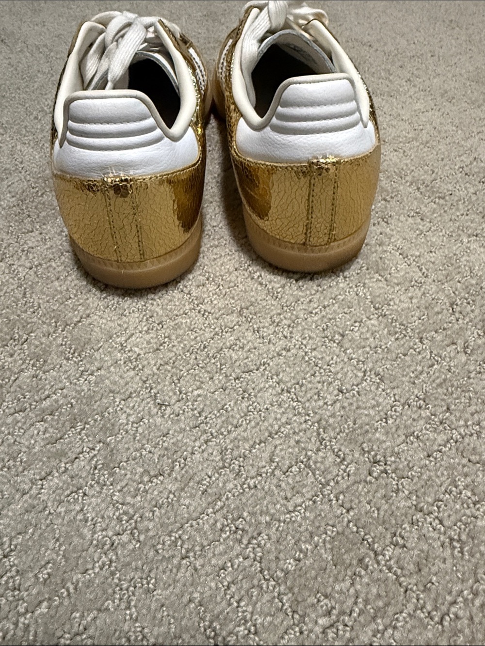 adidas Gold Metallic Samba Sneakers with White Stripes - Picture 5 of 5